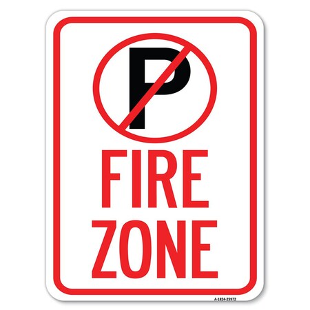 Signmission Fire Zone No Parking Symbol Heavy-Gauge Aluminum Rust Proof Parking Sign, 18" x 24", A-1824-23972 A-1824-23972